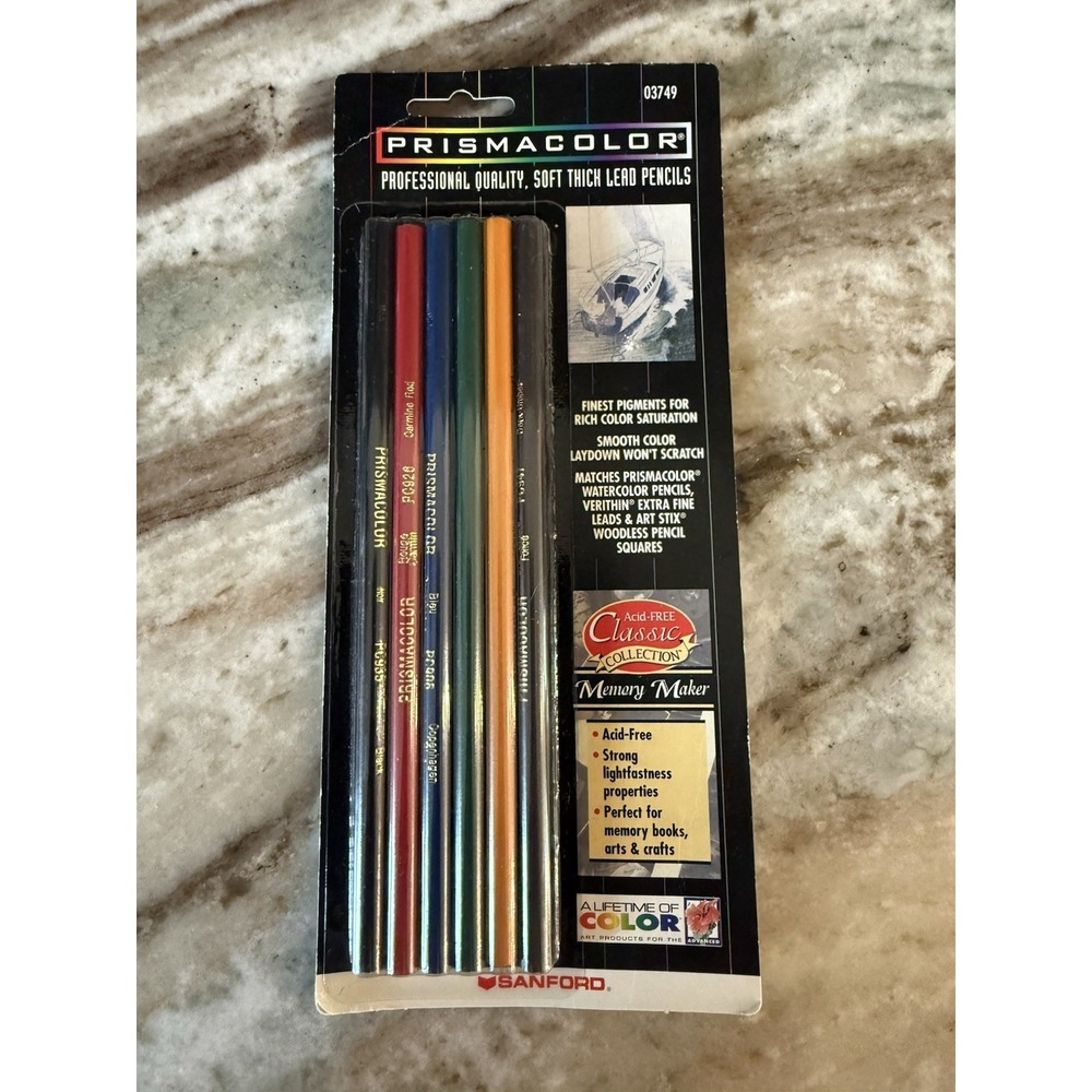 Vintage 1999 NOS Prisimacolor 03749 Colored Pencils Set of 6 Acid Free Sanford